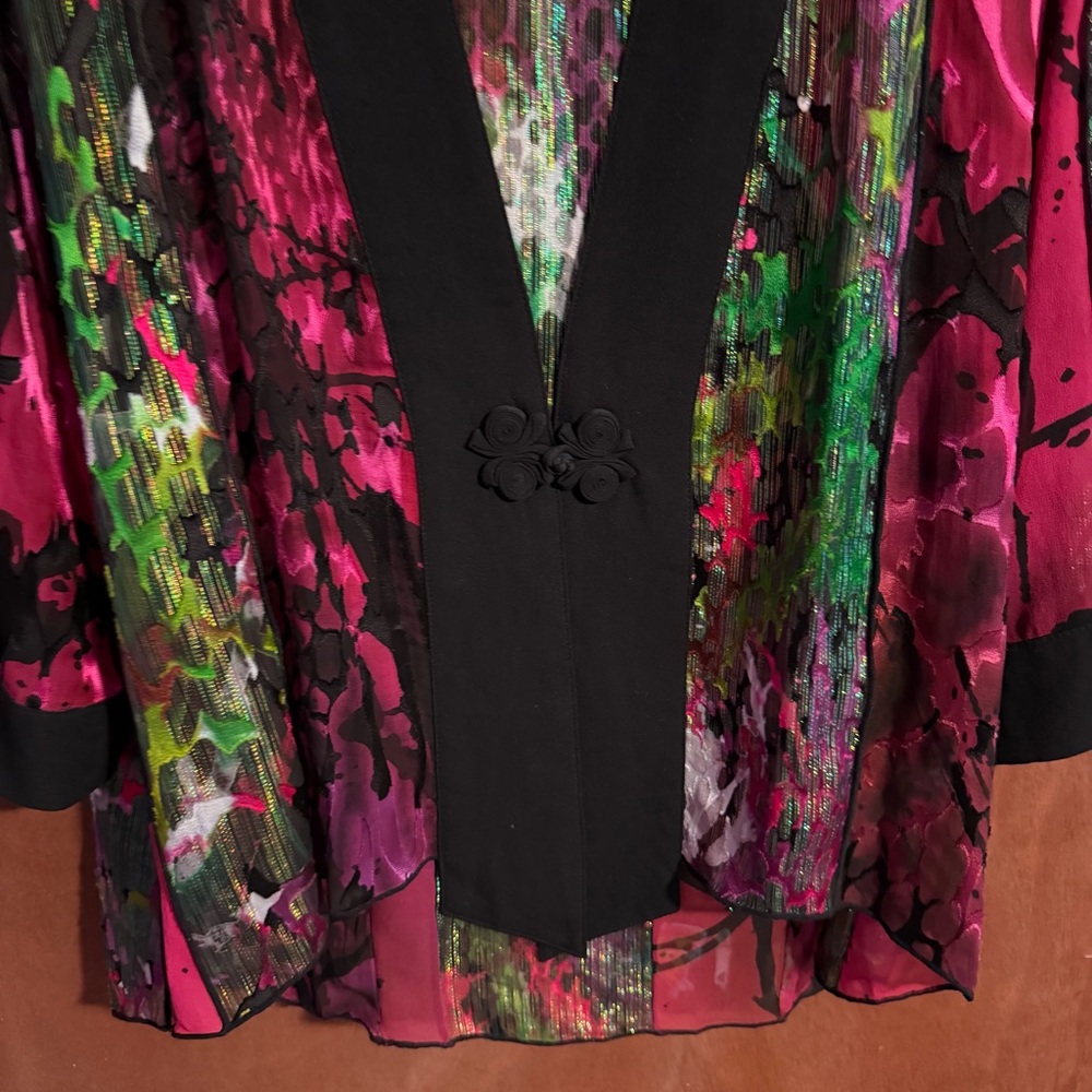 Simply Silk Patchwork Lightweight Cover Up Kimono… - image 6